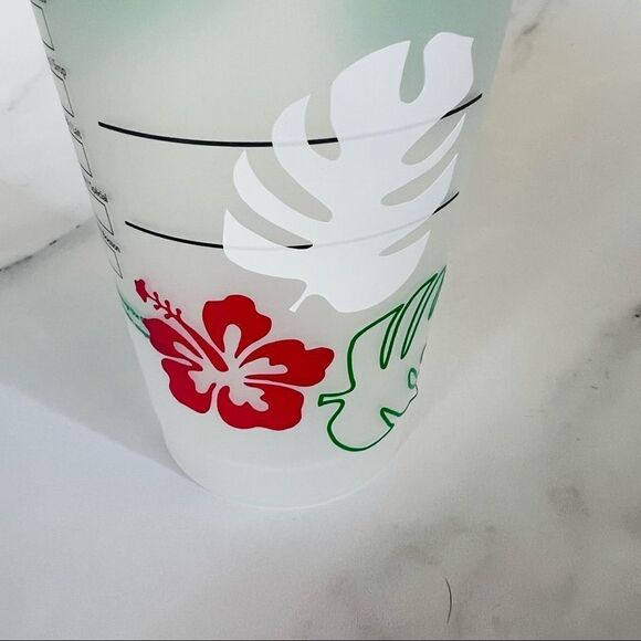 Starbucks custom Tropical Monstera Hawaiian Venti 24 Fluid Ounces Cold Cup NWT - Picture 3 of 4